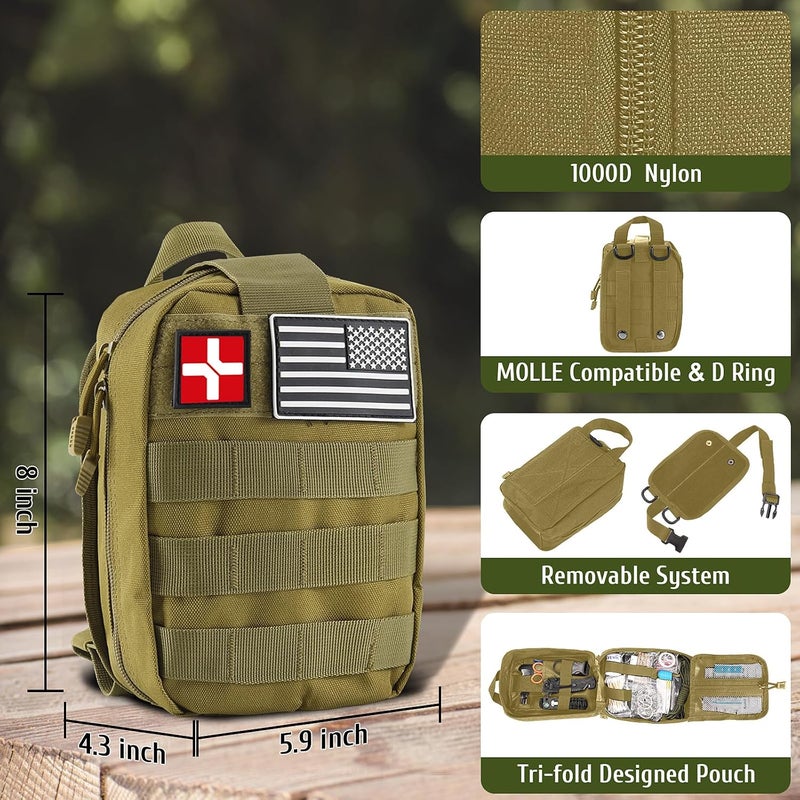Abpir Survival Kits, 170 PCS First Aid Kit/Trauma Kit with Essential Survival Gear Emergency Medical Supplies for Hiking Camping Backpacking Outdoor Adventure, Gifts for Him Dad Men Christmas - Image 2